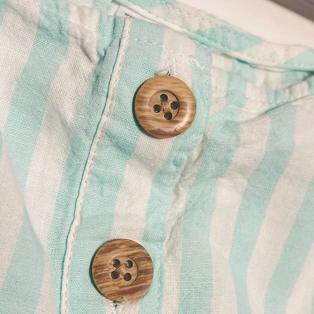 Girl stripe linen cotton romper Sz 6